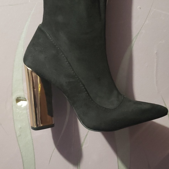 Black str suede knee high Fashion boots - Picture 2 of 6